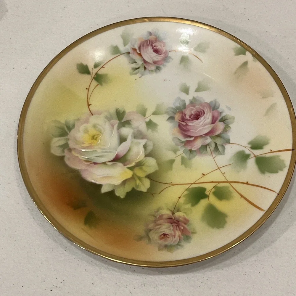 Vintage Royal Rudolstadt Prussia Decorative Plate Pink Roses 8.5